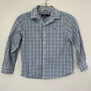 Vineyard Vines Boys Blue Gingham Button Down Whale Shirt 6 Preppy Easter Church